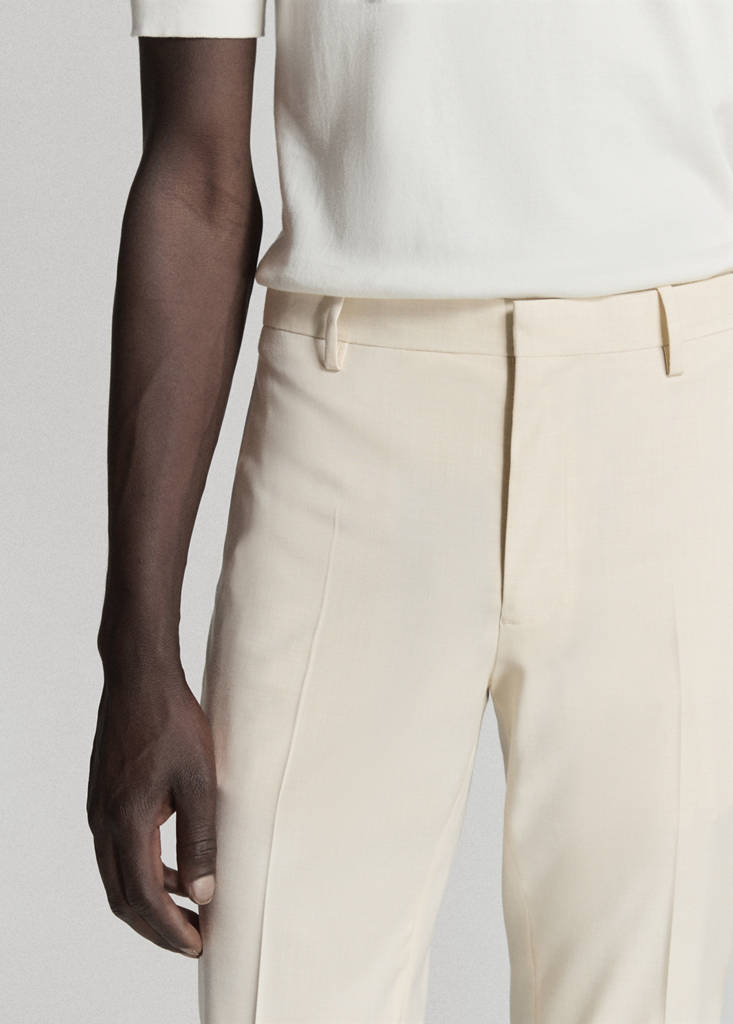 Stretch fabric super slim-fit suit trousers — Ecru