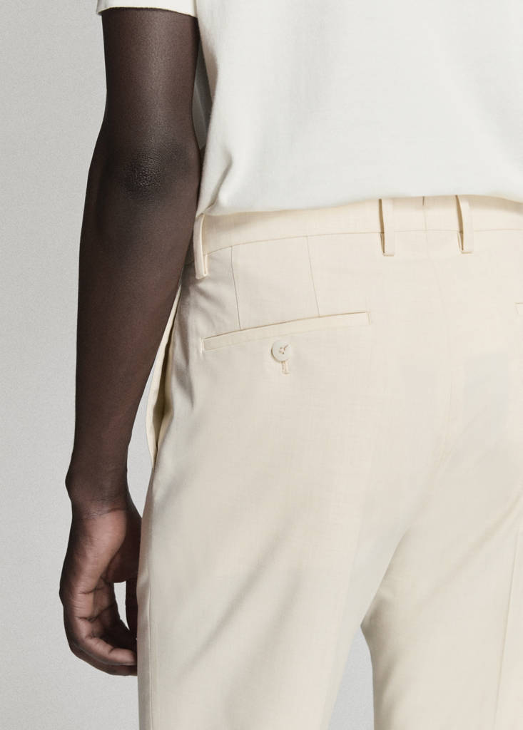 Stretch fabric super slim-fit suit trousers — Ecru