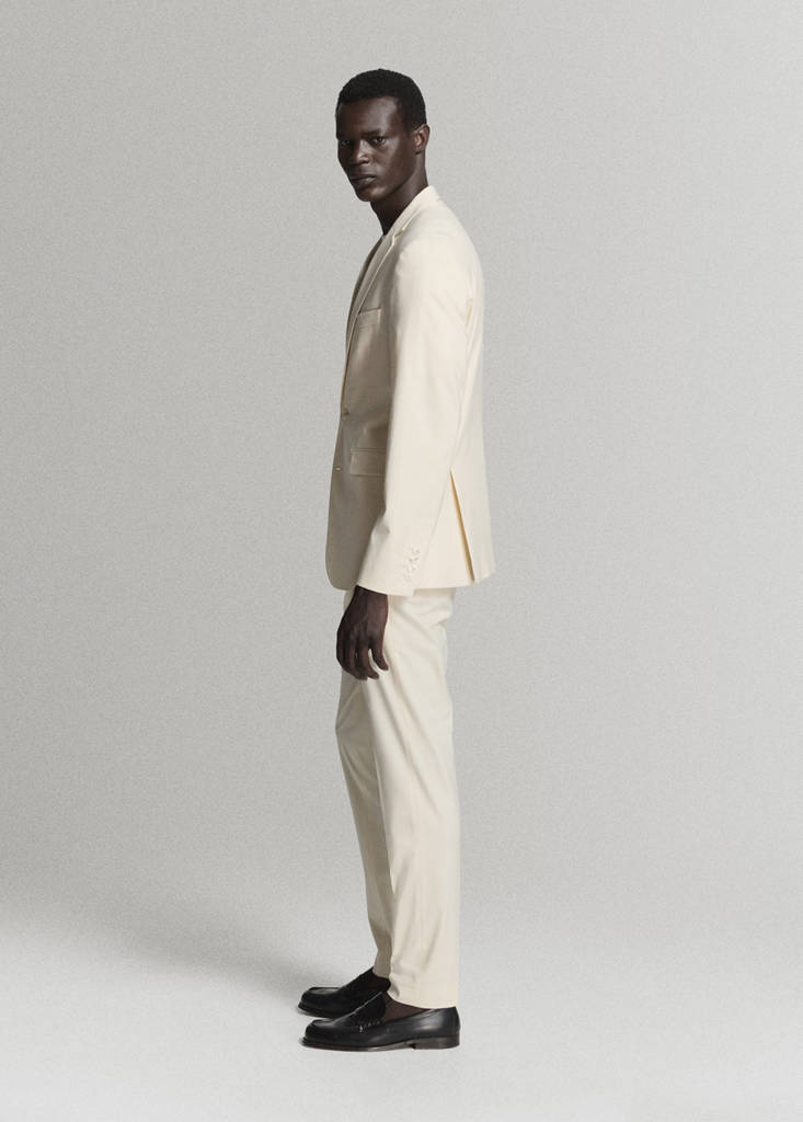 Stretch fabric super slim-fit suit trousers — Ecru
