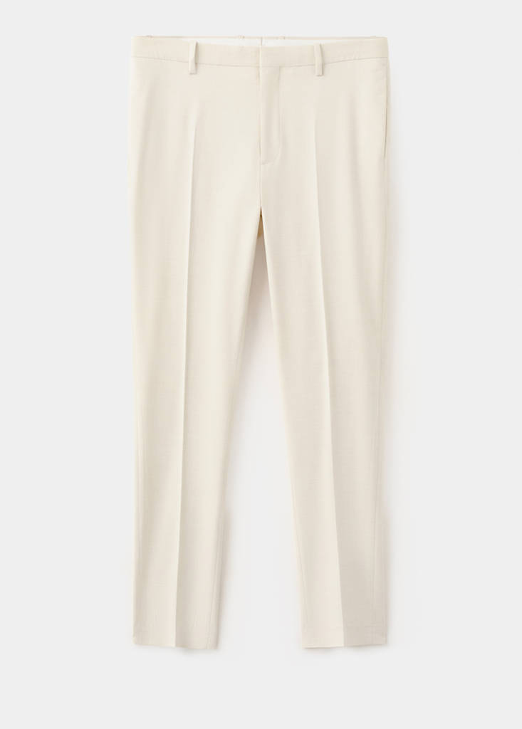 Stretch fabric super slim-fit suit trousers — Ecru