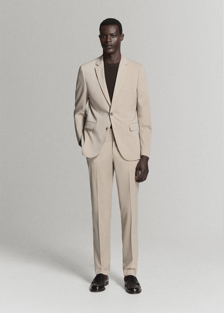 Stretch fabric super slim-fit suit trousers — Beige