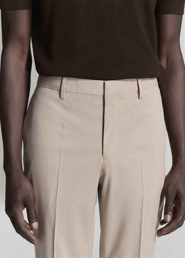 Stretch fabric super slim-fit suit trousers — Beige
