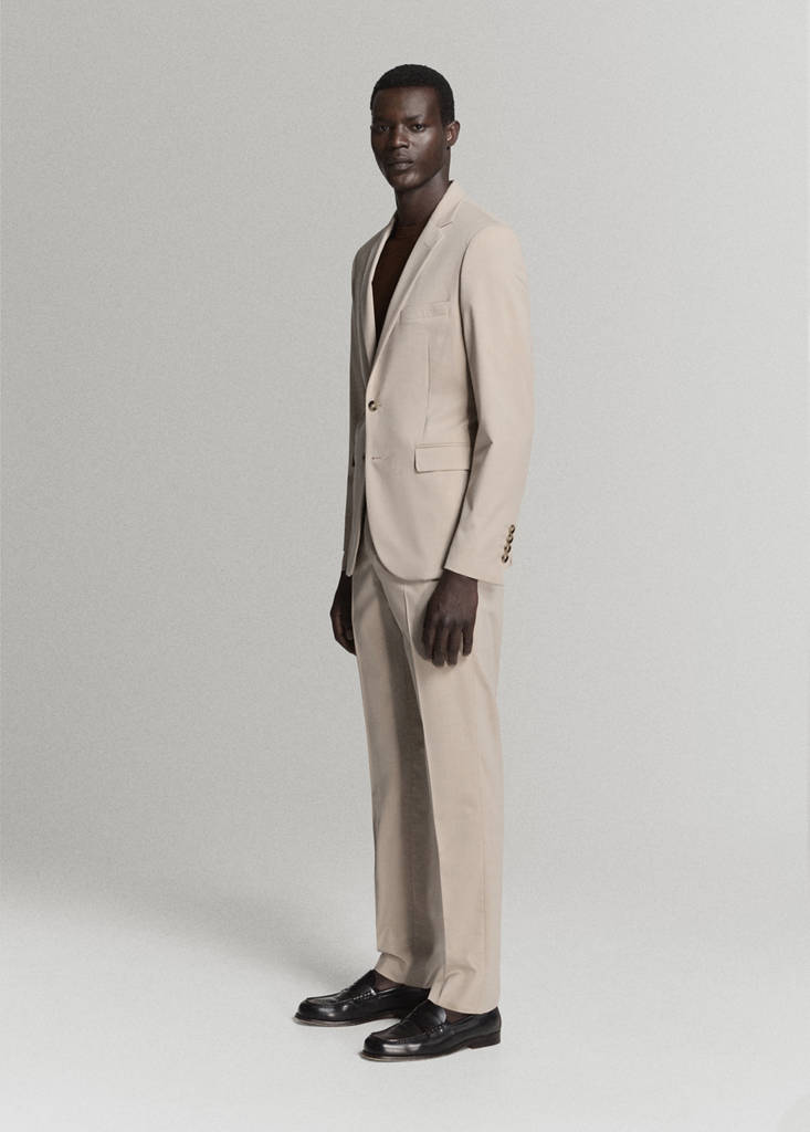 Stretch fabric super slim-fit suit trousers — Beige