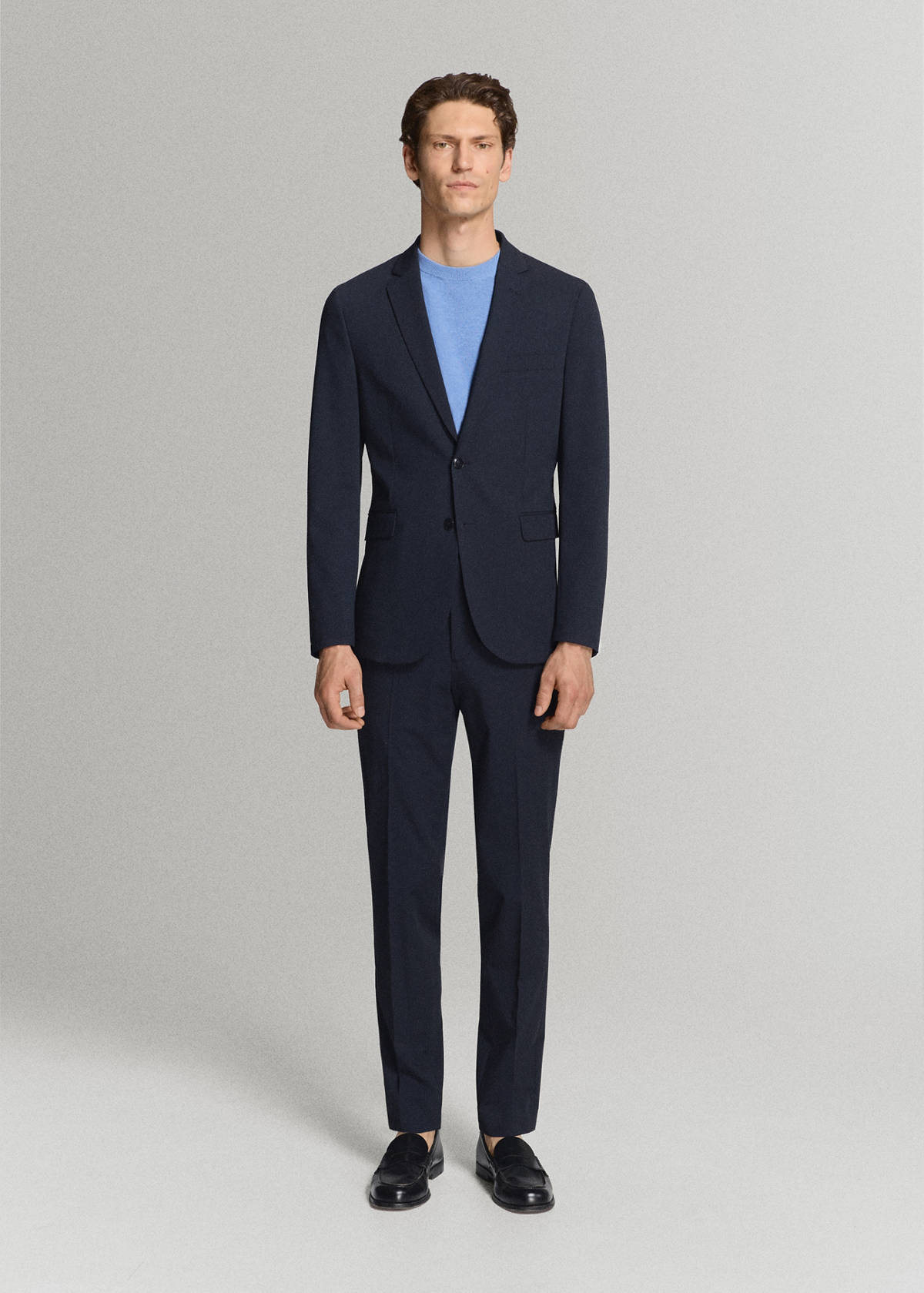 Stretch fabric super slim-fit suit trousers — Dark Navy