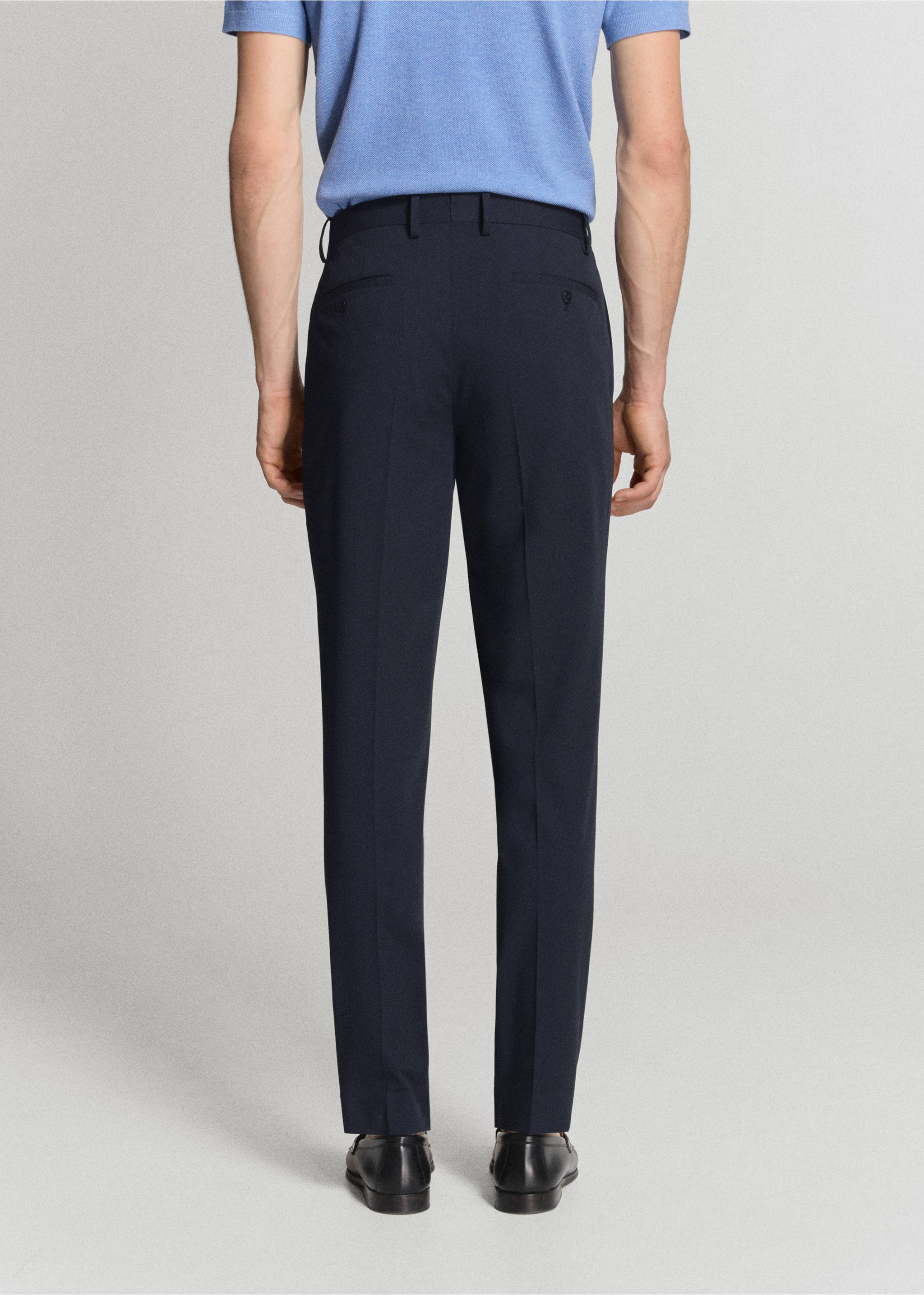 Milan slim-fit suit trousers - Reverse of the article, Dark Navy. Ref: 37031368-00.