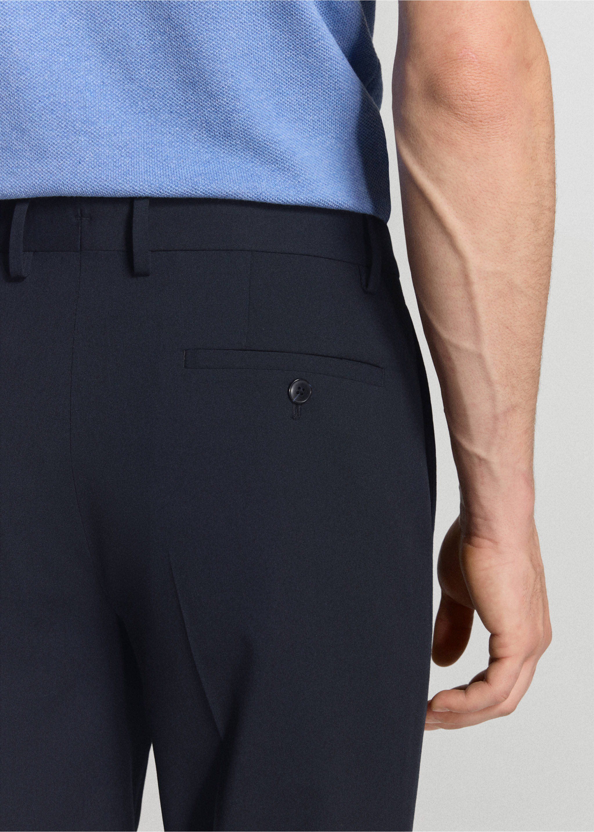 Milan slim-fit suit trousers - Details of the article 3, Dark Navy. Ref: 37031368-00.