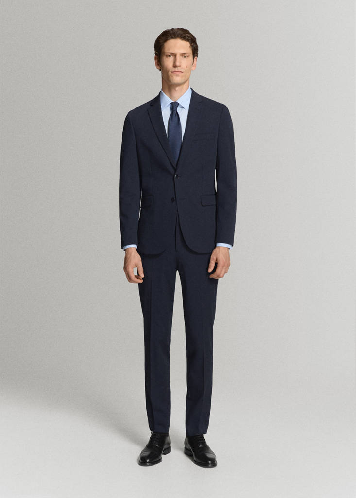 Stretch fabric super slim-fit suit trousers — Dark Navy
