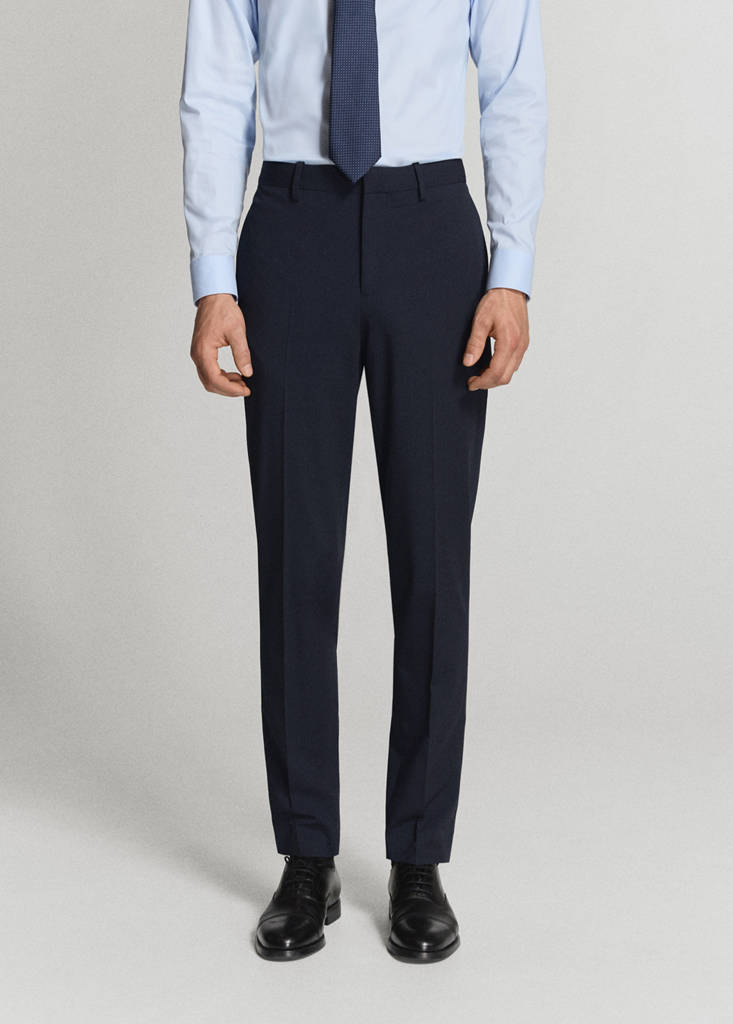 Stretch fabric super slim-fit suit trousers — Dark Navy
