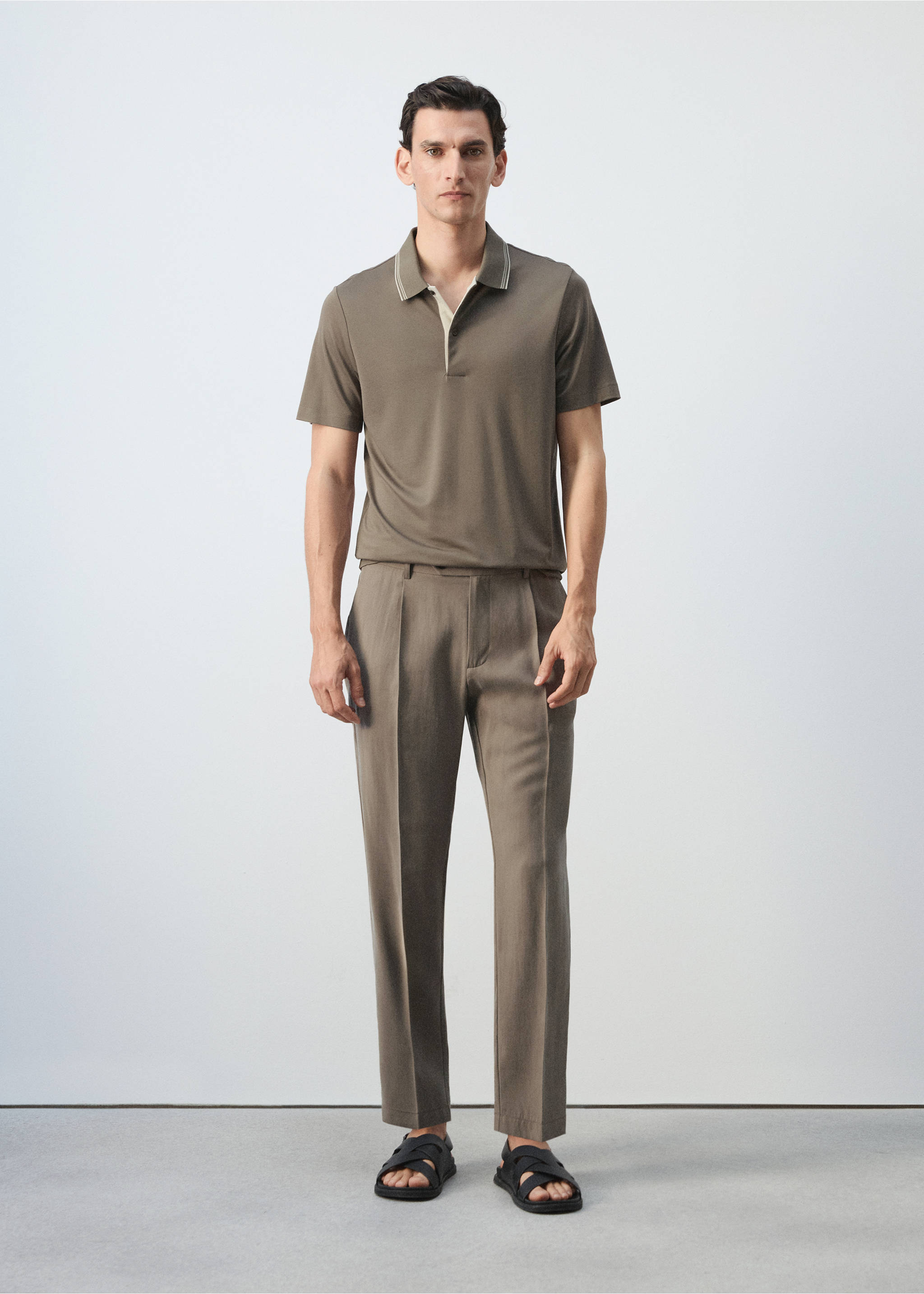 Polo slim-fit coton - Plan général, Marron moyen. Ref: 37031369-00.