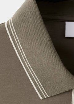 Slim fit polo with neck detail — Medium Brown 8