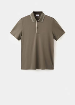 Slim fit polo with neck detail — Medium Brown 6