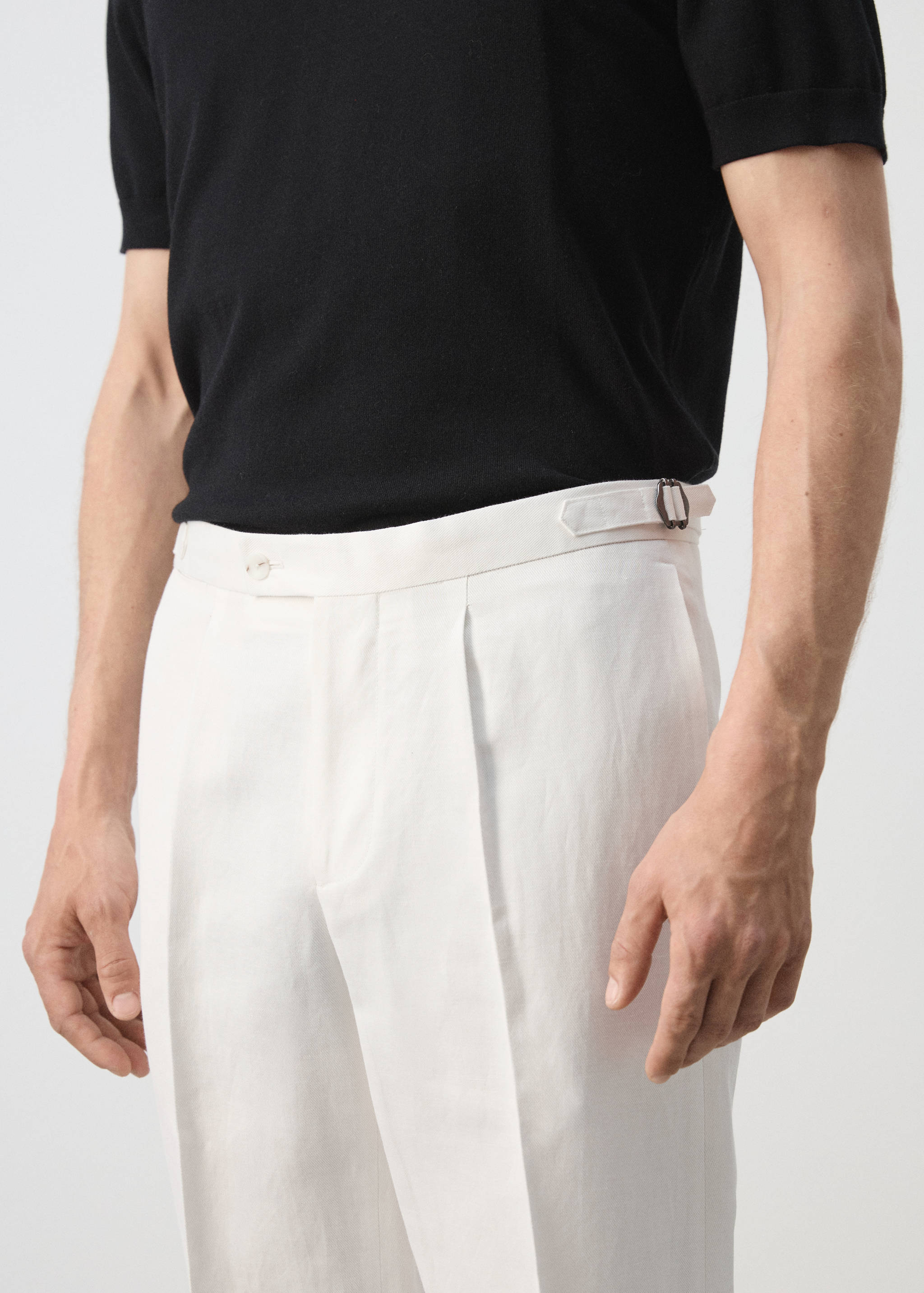 Linen blend pleat-front suit trousers - Details of the article 3