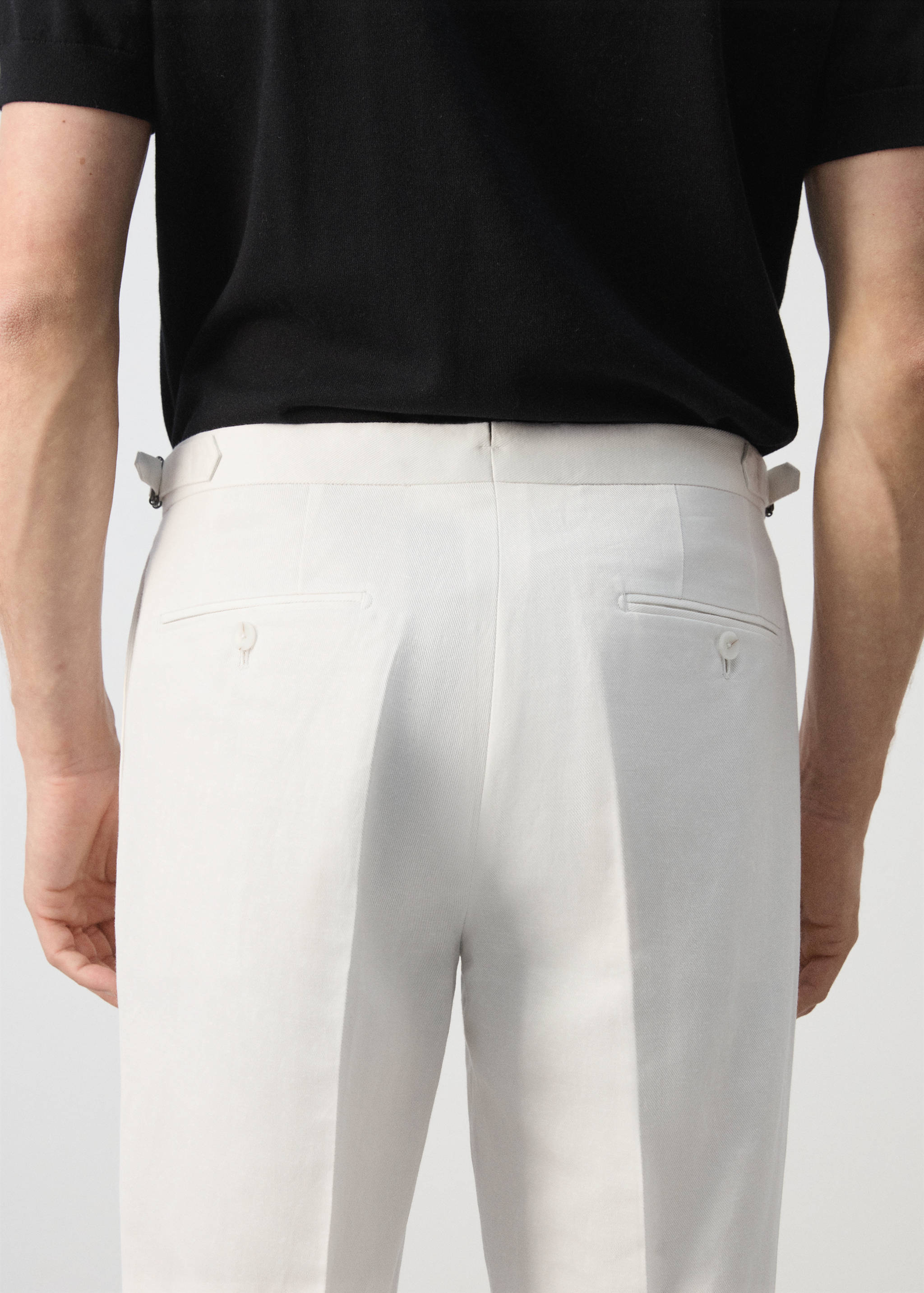 Linen blend pleat-front suit trousers - Details of the article 2