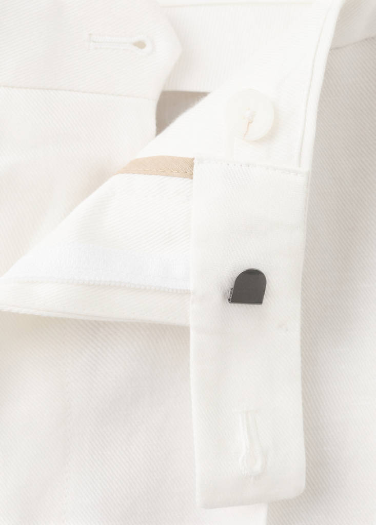 Linen-cotton blend trousers with adjustable drawstrings — White