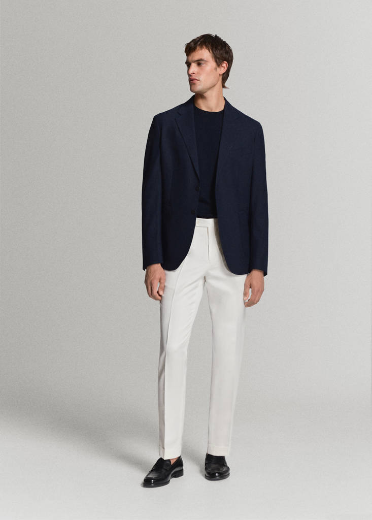 Linen-cotton blend trousers with adjustable drawstrings — White