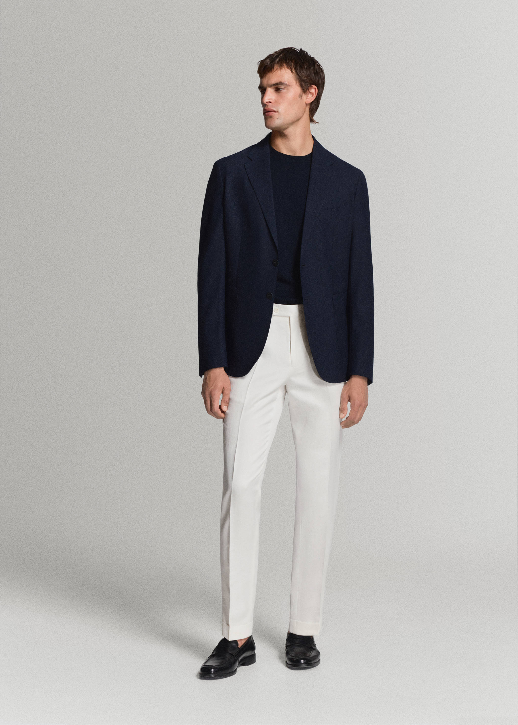 Pantalon en mélange lin-coton avec liens ajustables - Plan général