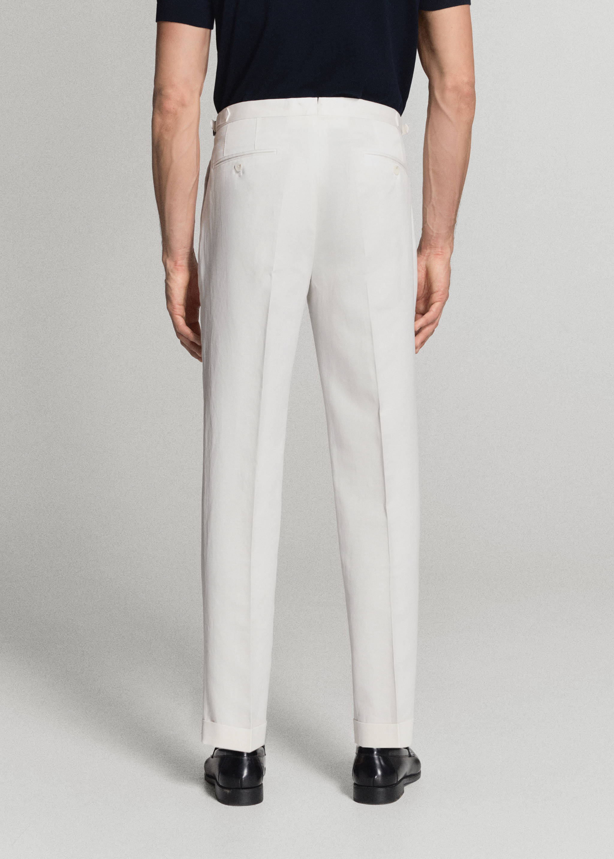 Pantalon en mélange lin-coton avec liens ajustables - Verso de l’article