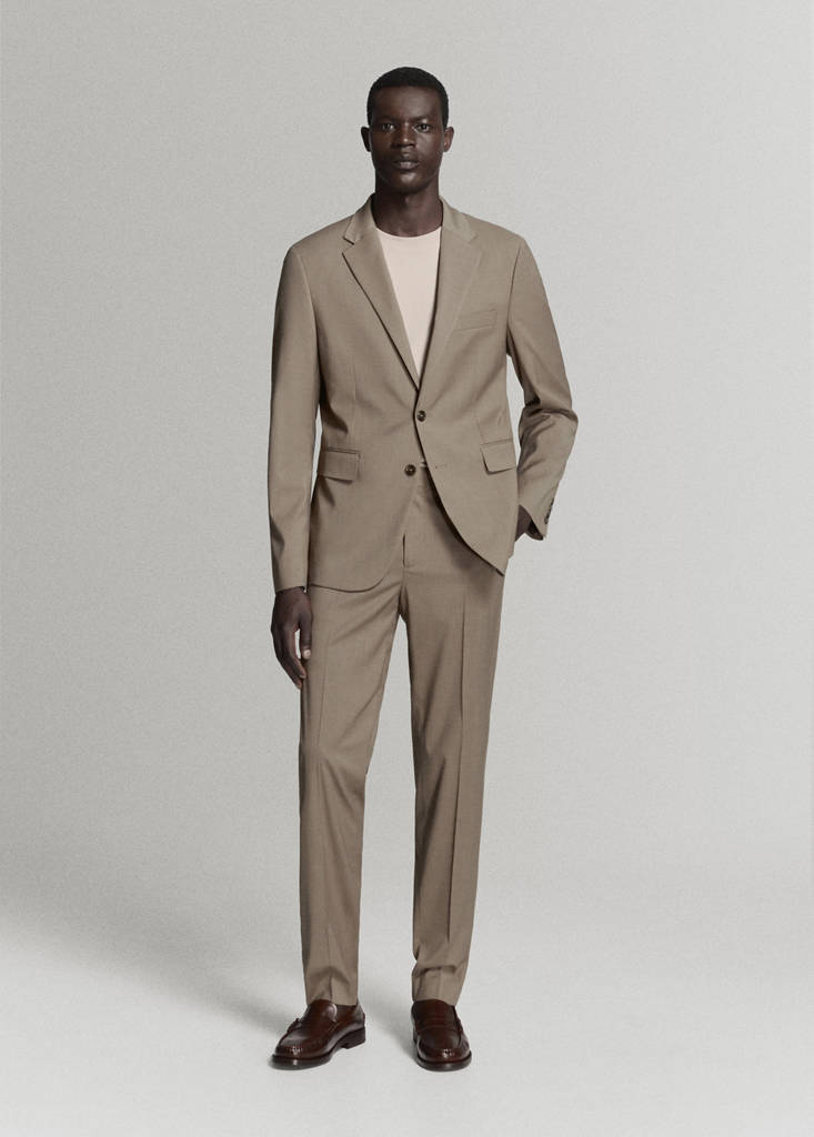 Milan slim-fit suit trousers — Medium Brown