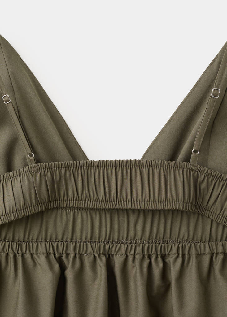 Lyocell dress with gathered V-neck — Green