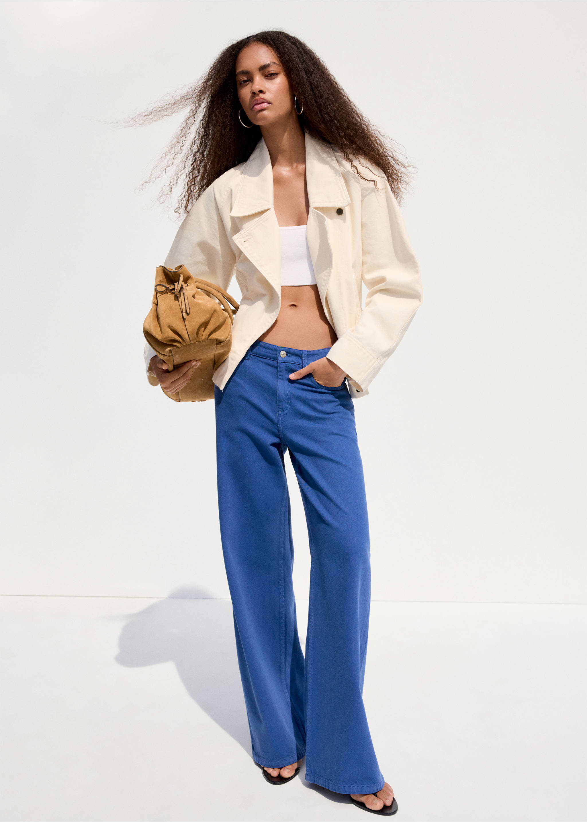 Low waist wide leg jeans - General plane, Blue. Ref: 37031378-00.