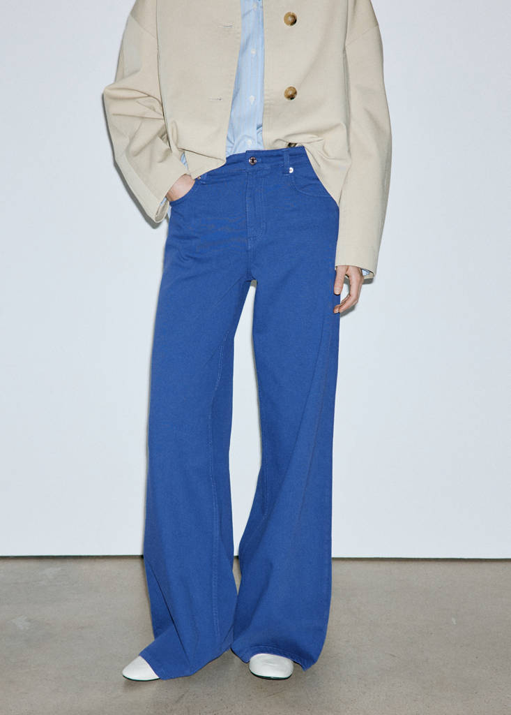 Wide leg mid-rise jeans — Blue