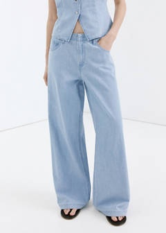 Wide leg mid-rise jeans — Light Blue 1