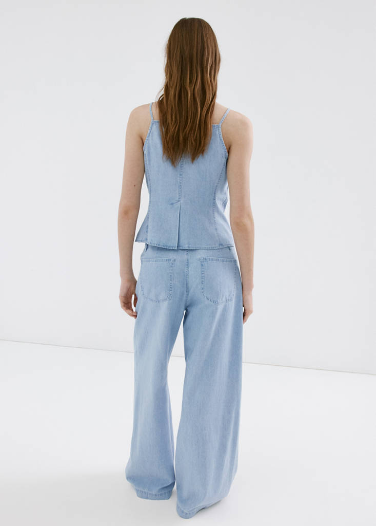 Wide leg mid-rise jeans — Light Blue