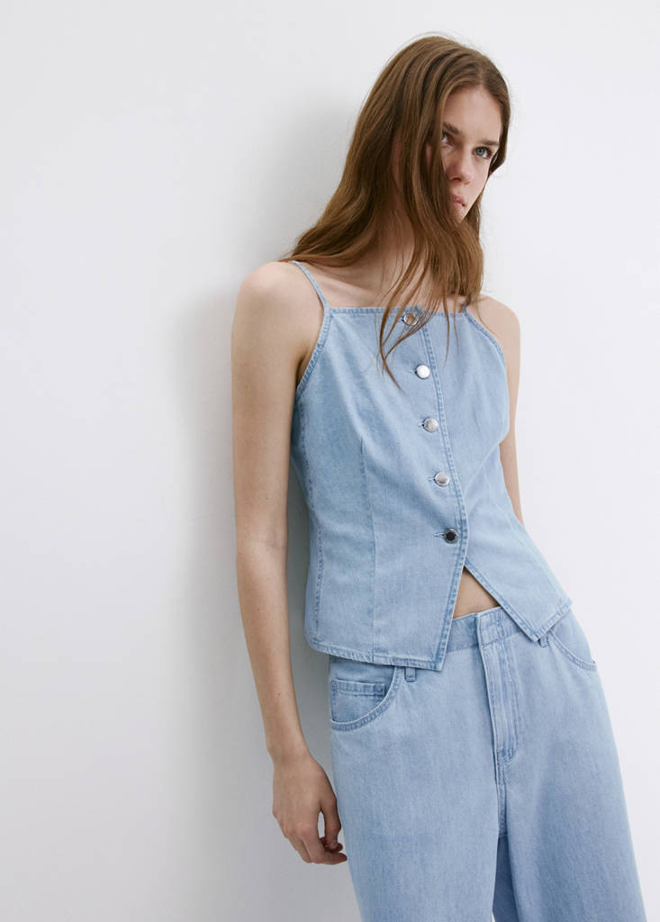 Wide leg mid-rise jeans — Light Blue