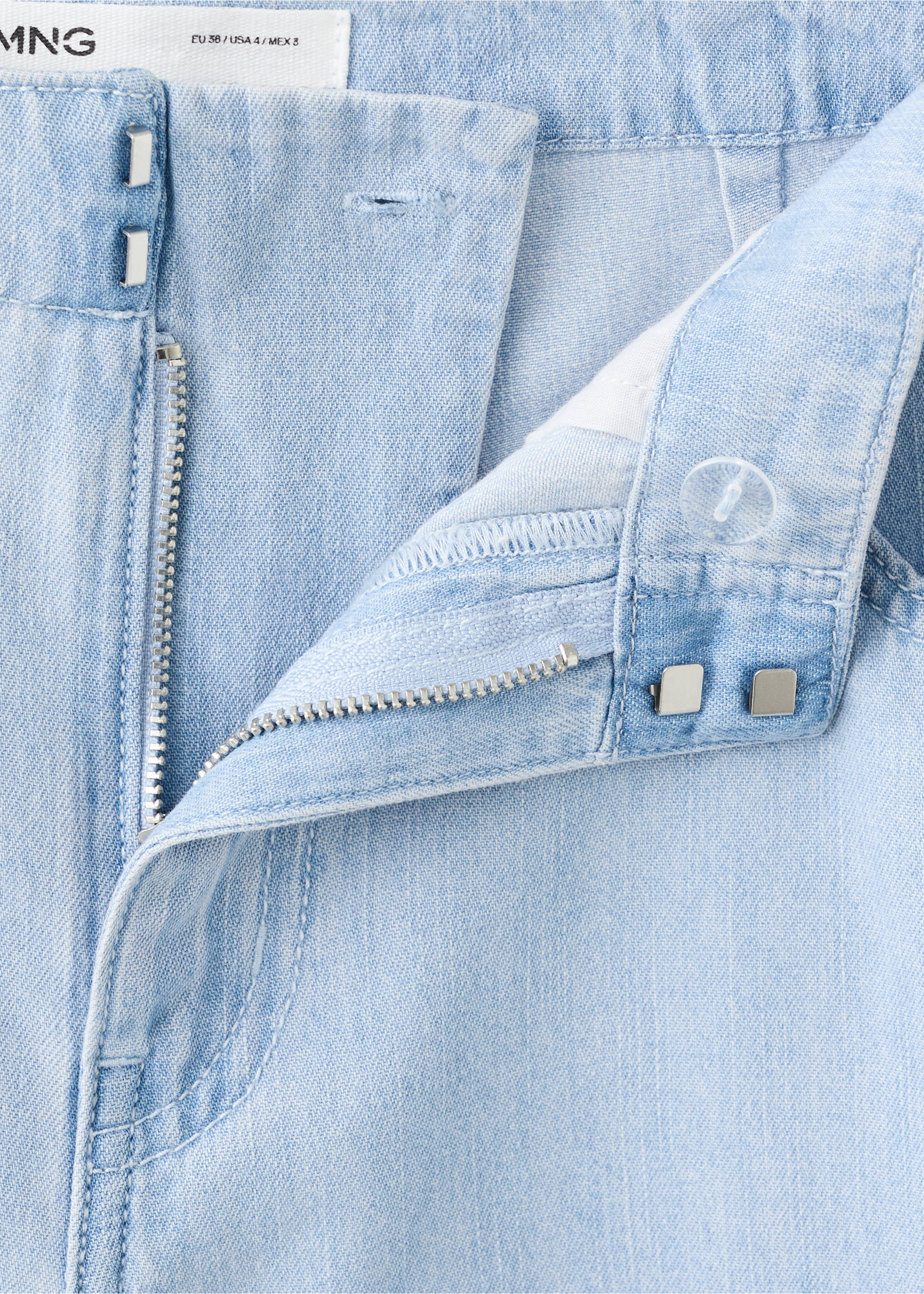 Wide leg mid-rise jeans - Details of the article 8, Light Blue. Ref: 37031379-00.