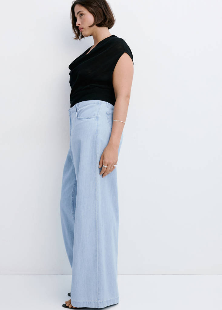 Wide leg mid-rise jeans — Light Blue