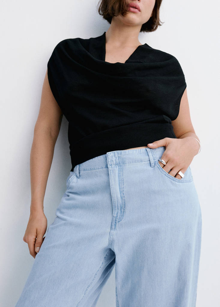 Wide leg mid-rise jeans — Light Blue