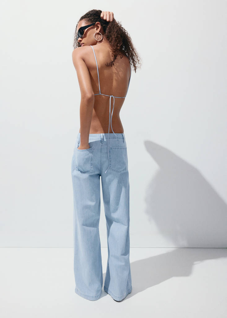 Wide leg mid-rise jeans — Light Blue