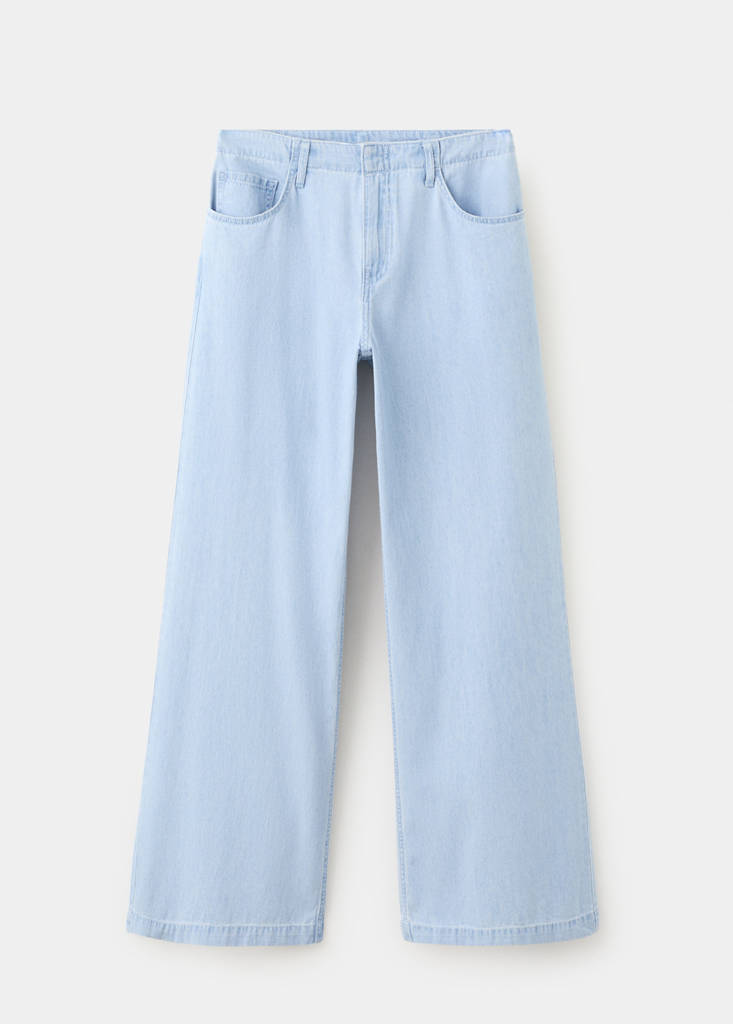 Wide leg mid-rise jeans — Light Blue