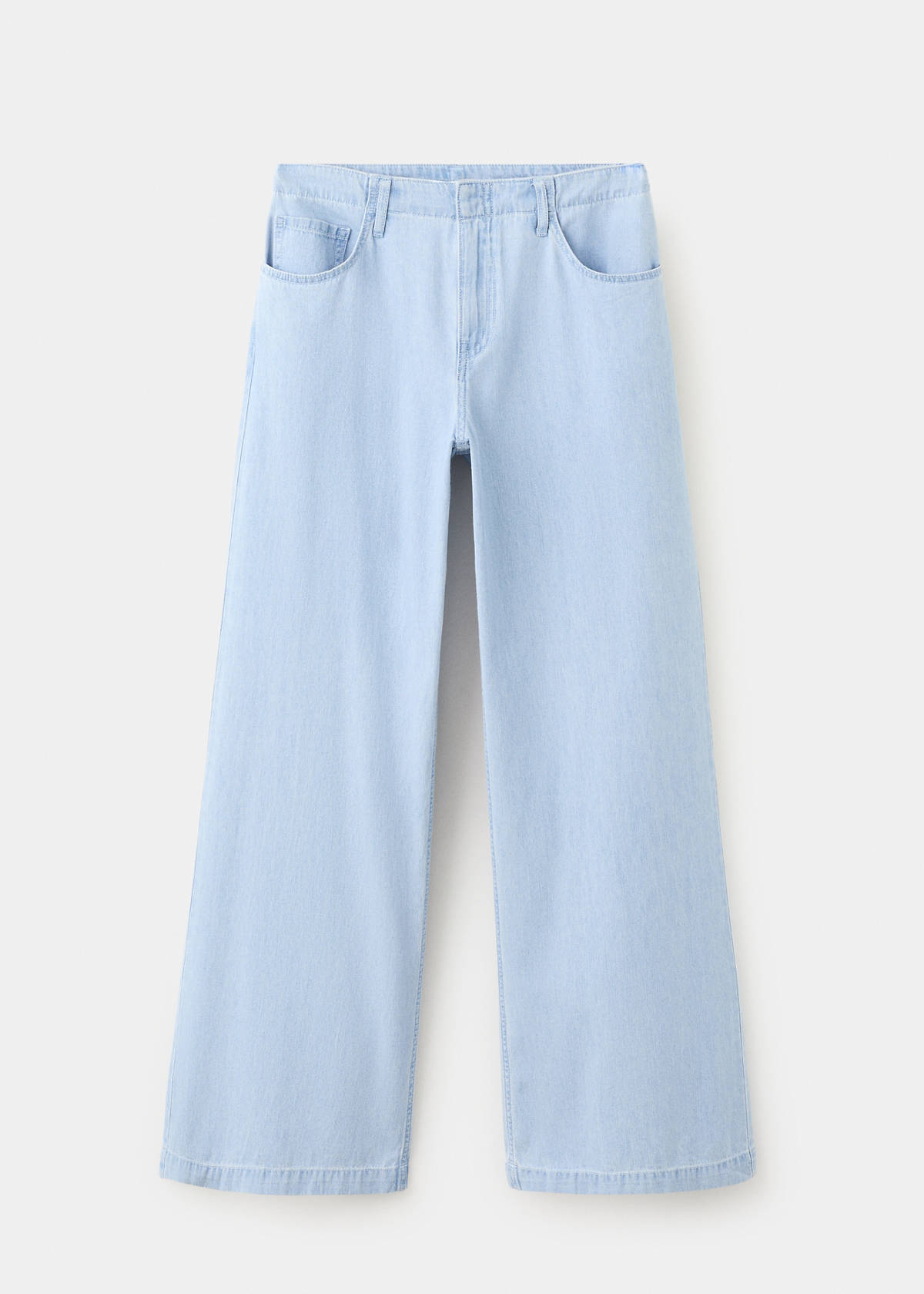 Wide leg mid-rise jeans — Light Blue