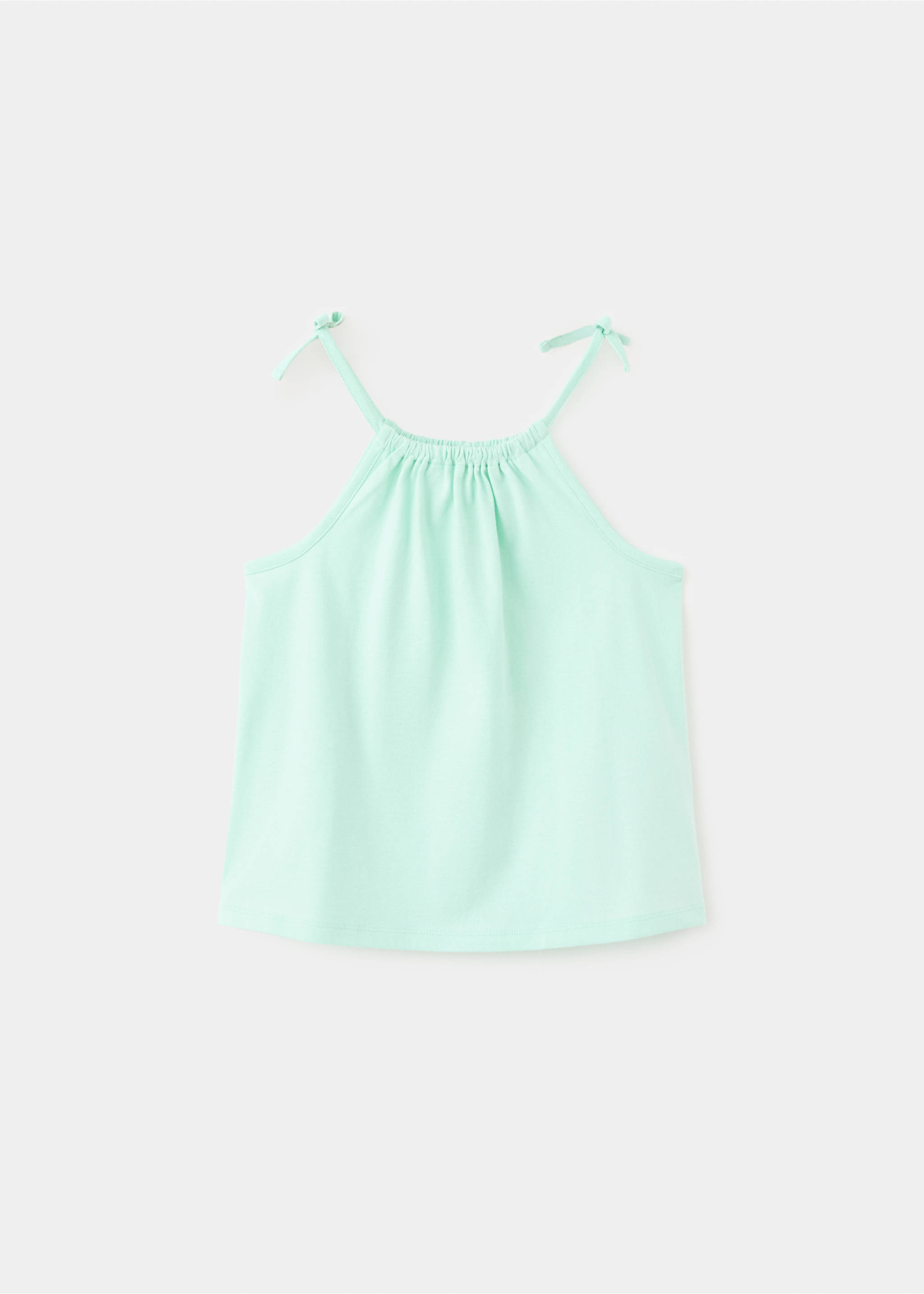 Cotton T-shirt with tie details - Article without model, Pastel Green. Ref: 37031381-00.