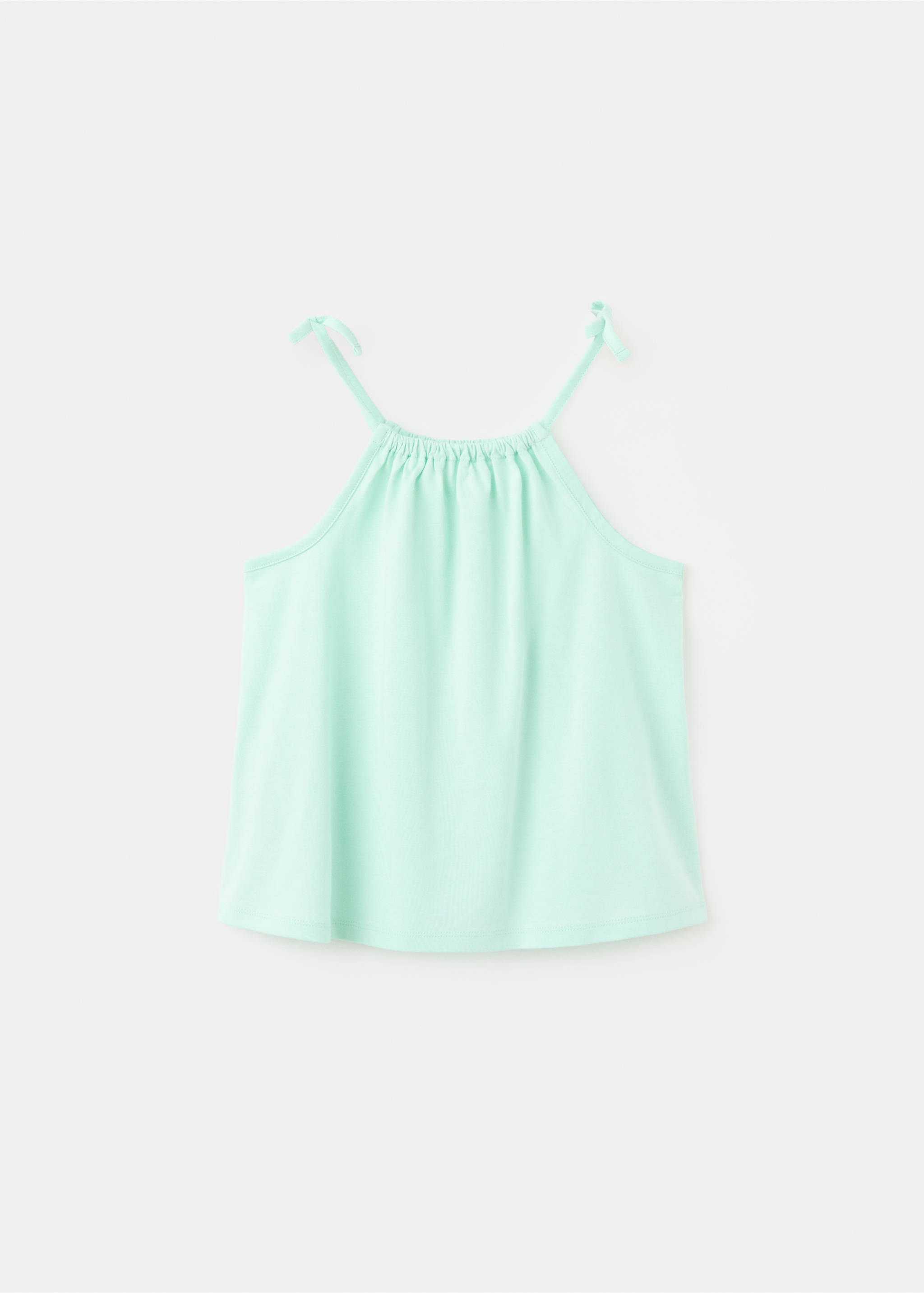 Cotton T-shirt with tie details - Reverse of the article, Pastel Green. Ref: 37031381-00.