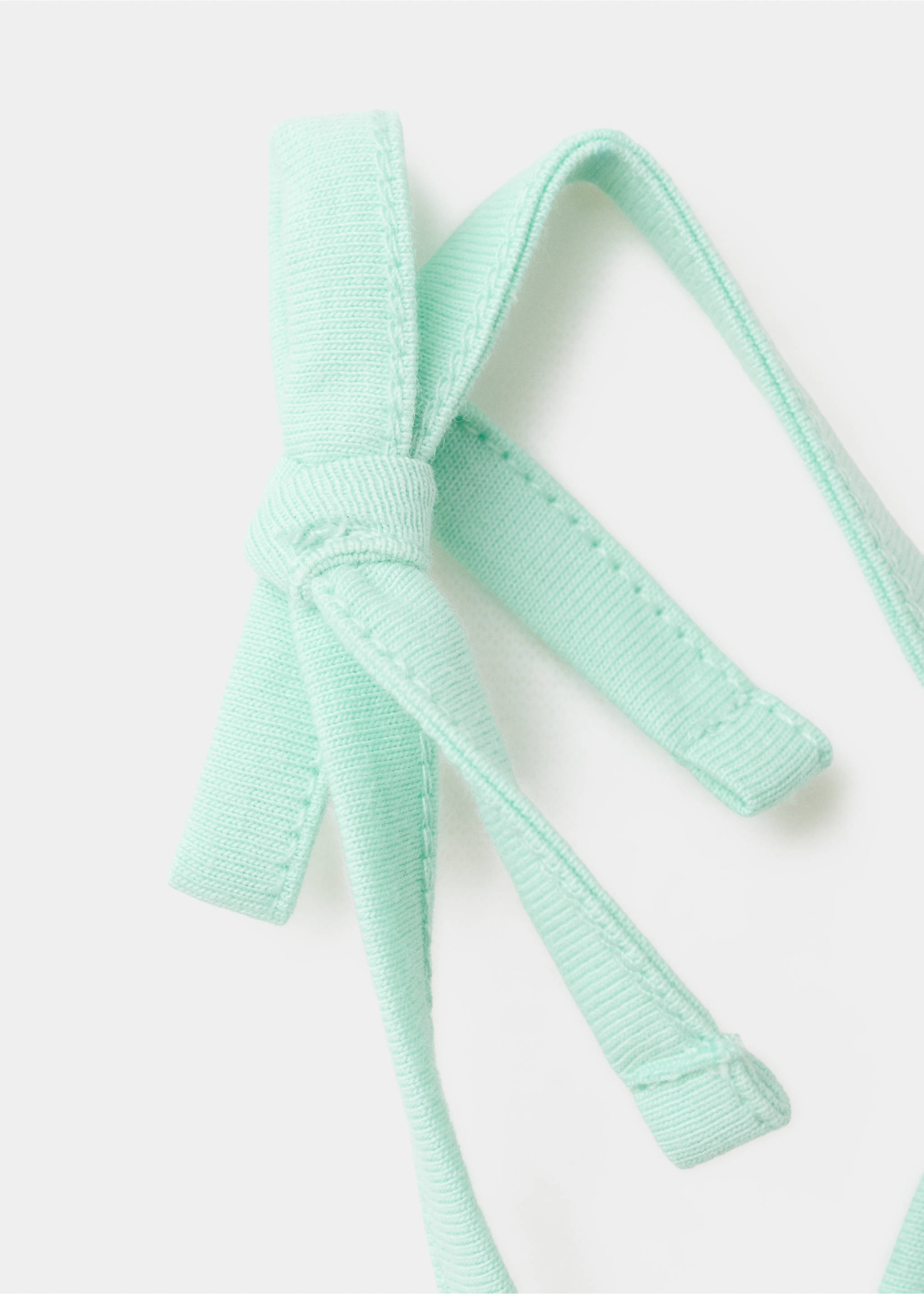 Cotton T-shirt with tie details - Details of the article 0, Pastel Green. Ref: 37031381-00.