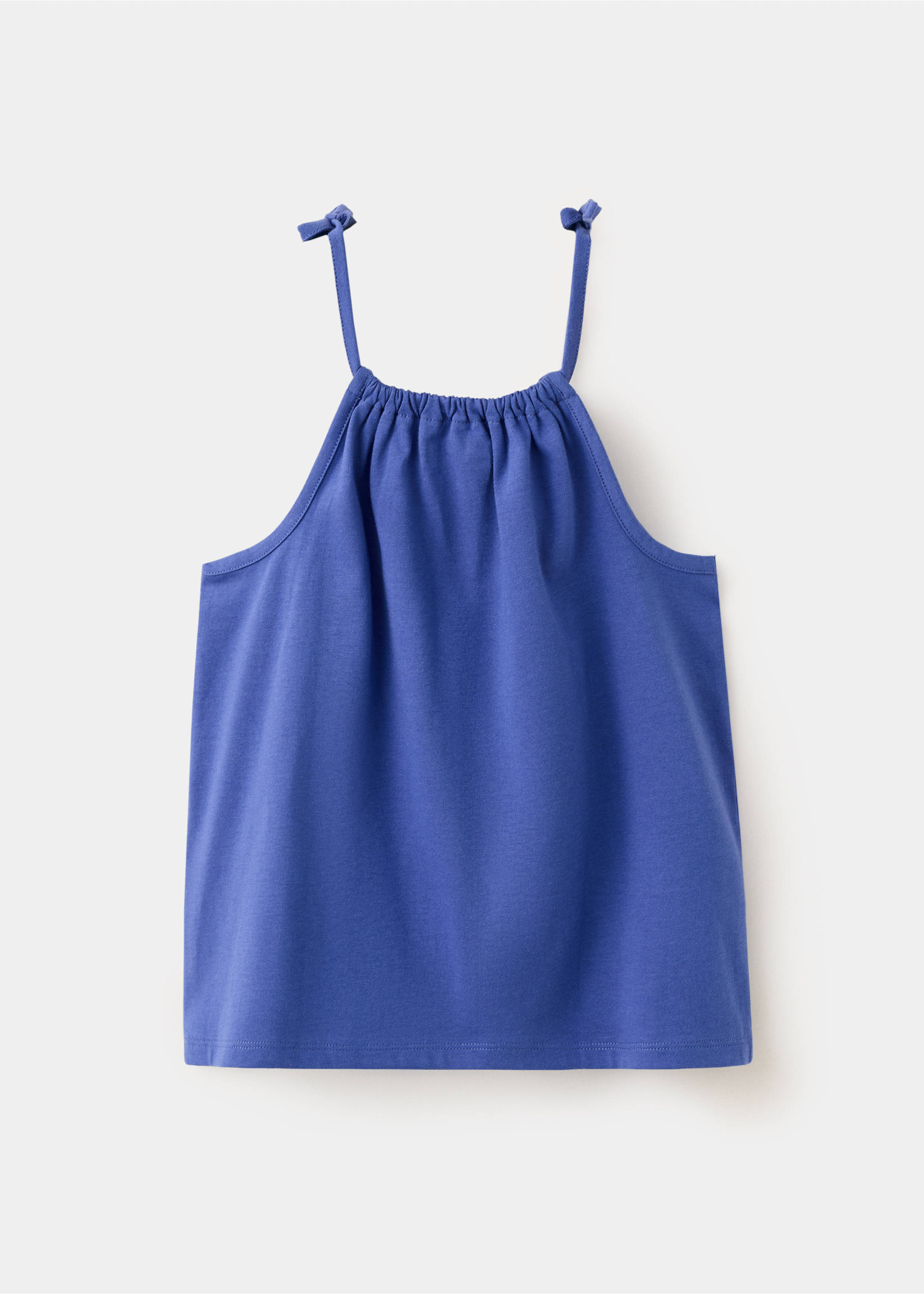 Cotton T-shirt with tie details - Reverse of the article, Navy. Ref: 37031381-00.