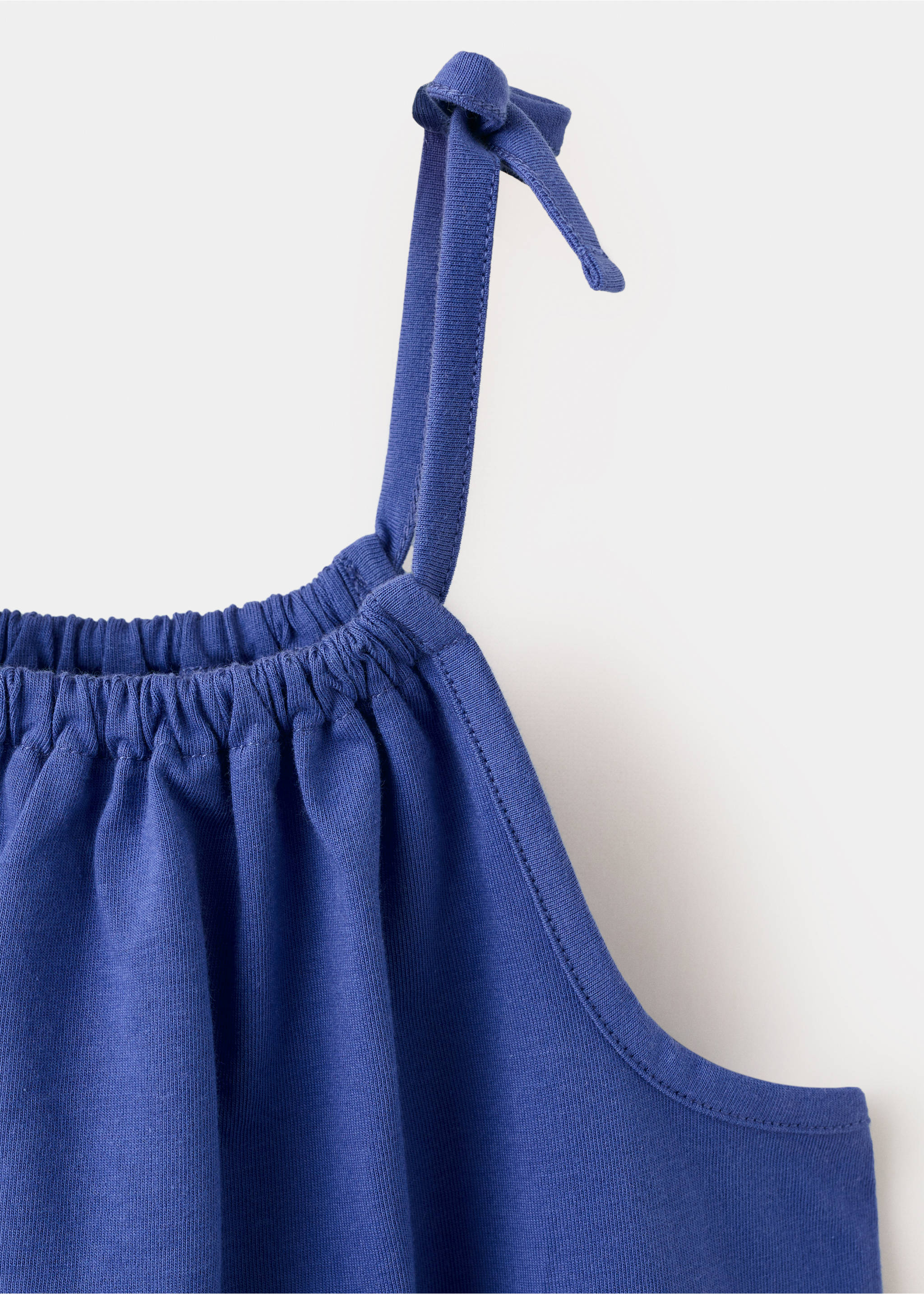 Cotton T-shirt with tie details - Details of the article 8, Navy. Ref: 37031381-00.