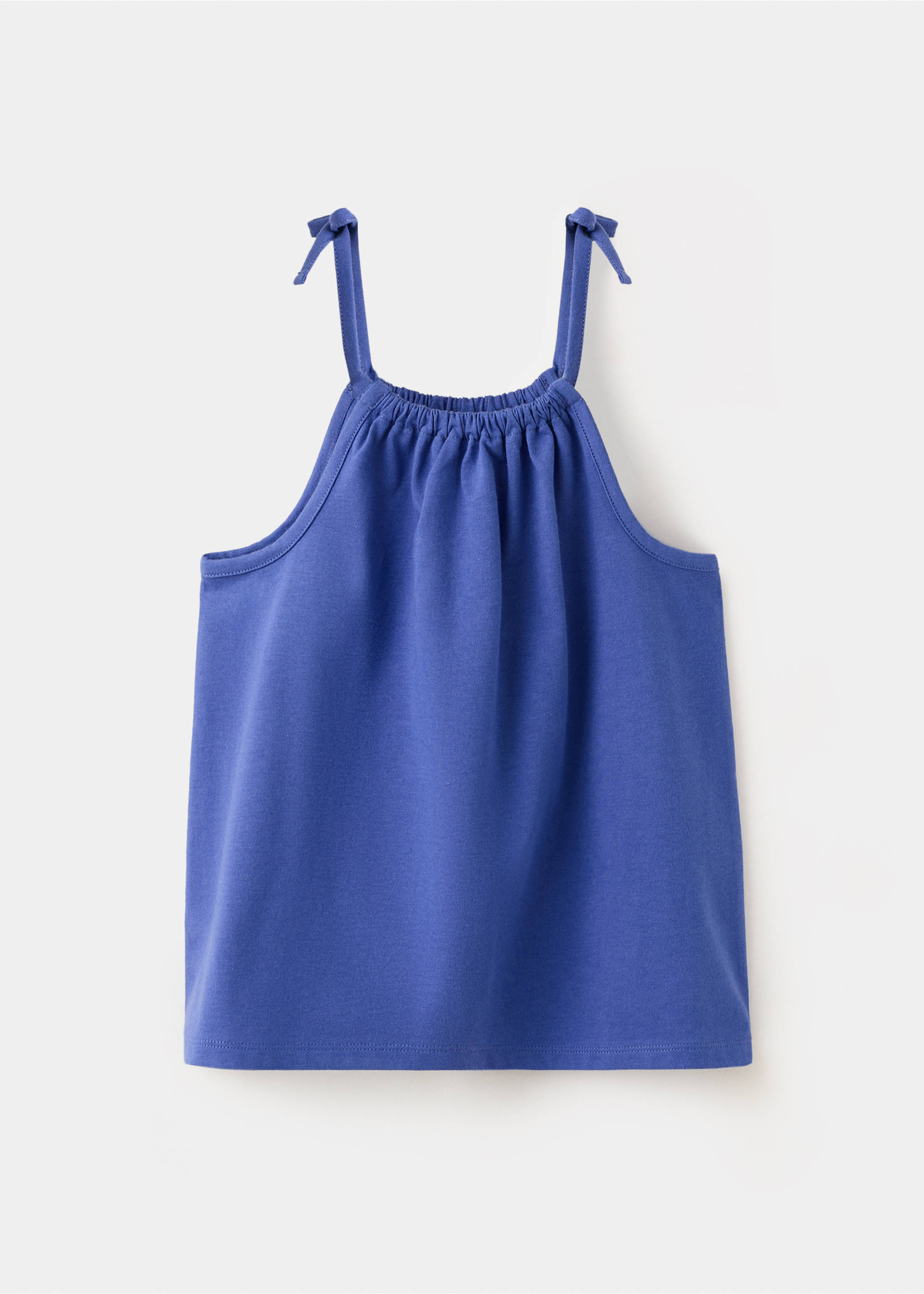 Cotton T-shirt with tie details - Article without model, Navy. Ref: 37031381-00.