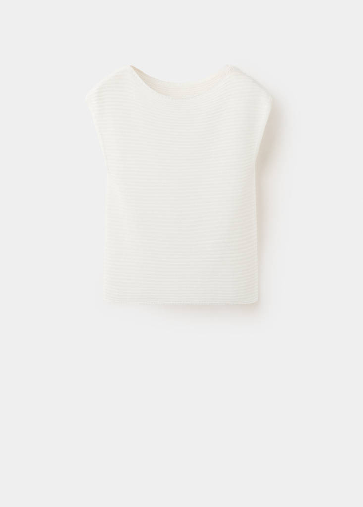 Short-sleeved knitted sweater — Off White