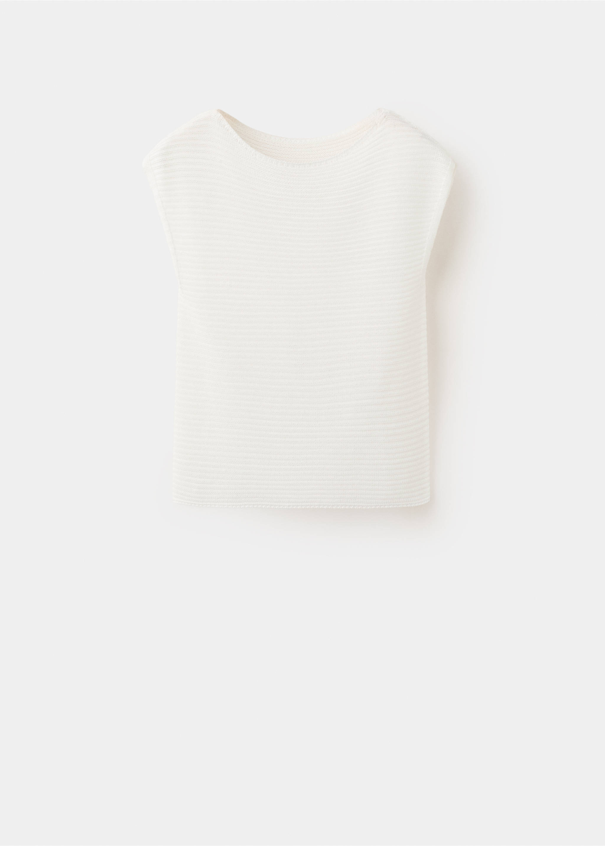 Short-sleeved knitted sweater - Article without model, Off White. Ref: 37031382-00.