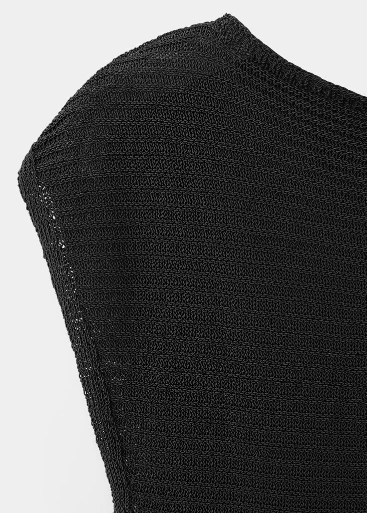 Short-sleeved knitted sweater — Black