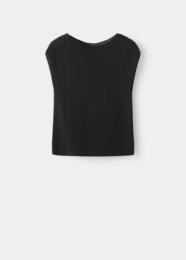 Short-sleeved knitted sweater — Black