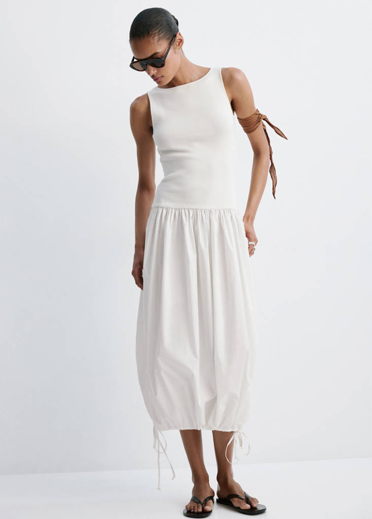 Knitted dress with open back — White