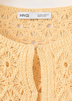 Scalloped openwork knit cardigan — Pastel Yellow 6