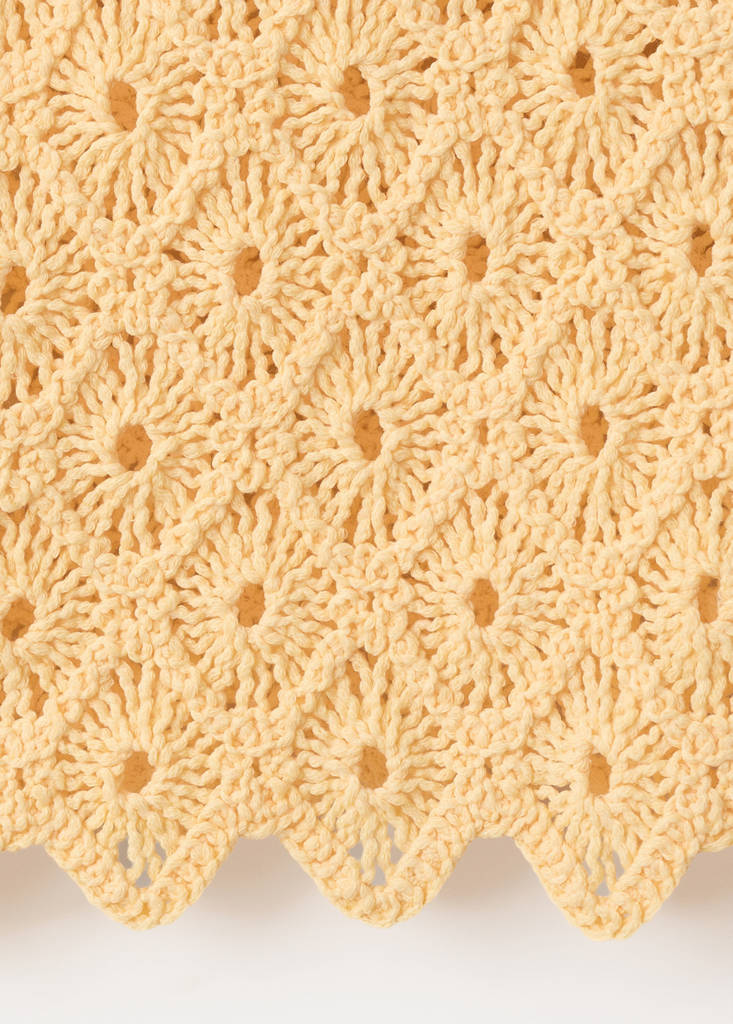 Scalloped openwork knit cardigan — Pastel Yellow