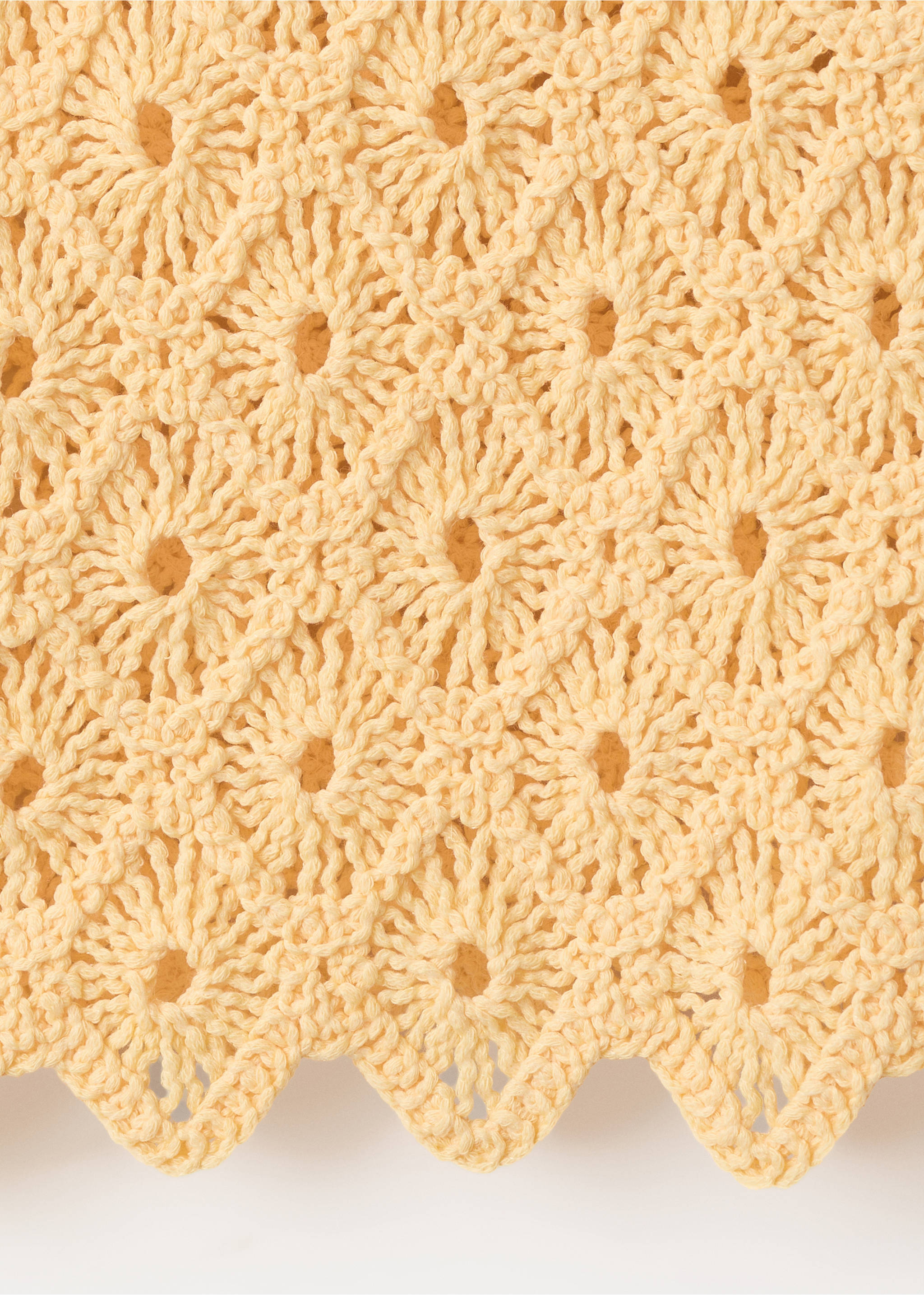 Openwork knit cardigan with scalloped edge - تفاصيل المنتج 0, أصفر خفيف. Ref: 37031385-00.
