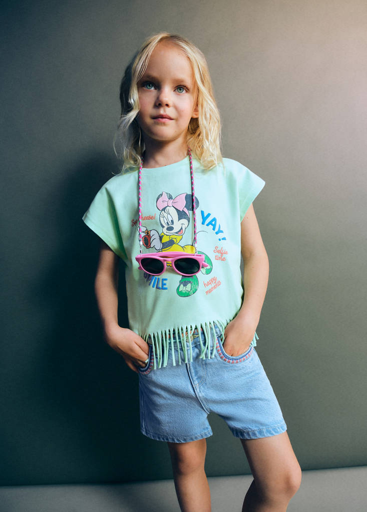 Minnie Mouse fringed T-shirt — Pastel Green