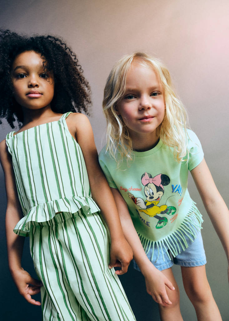 Minnie Mouse fringed T-shirt — Pastel Green